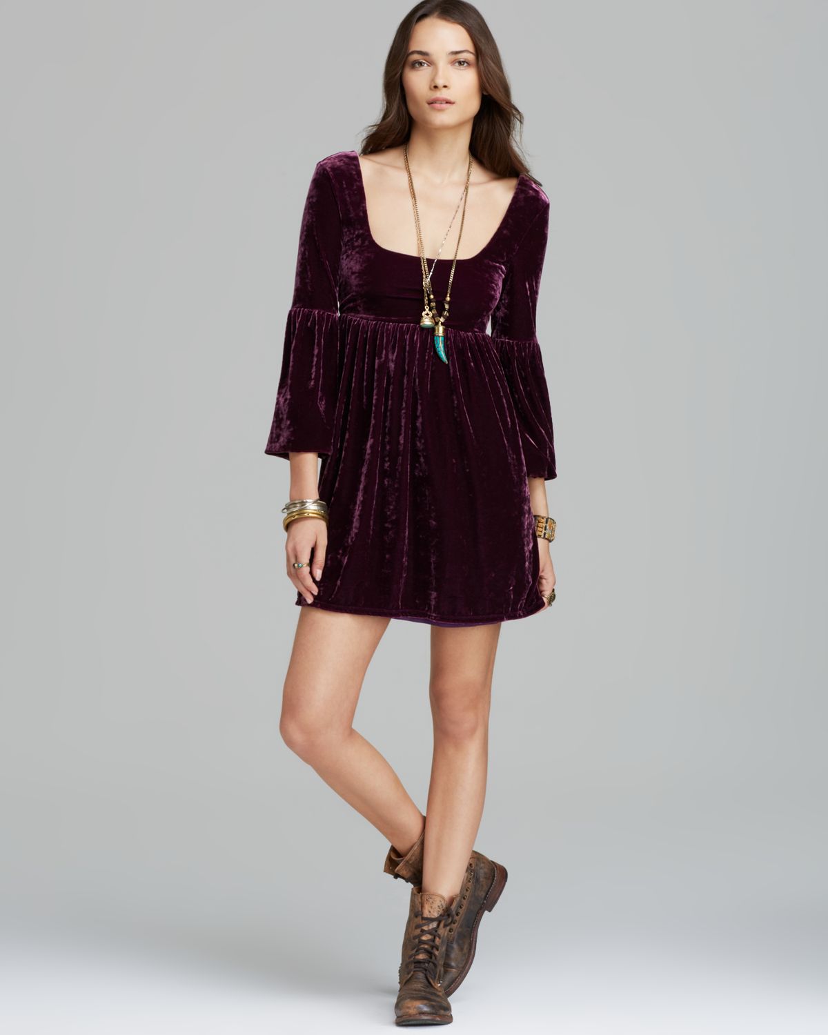 Free people Dress Stretch Velvet Solid Oh So Easy Babydoll in Purple Lyst Free people Dress Stretch Velvet Solid Oh So Easy Babydoll in Purple Lyst
