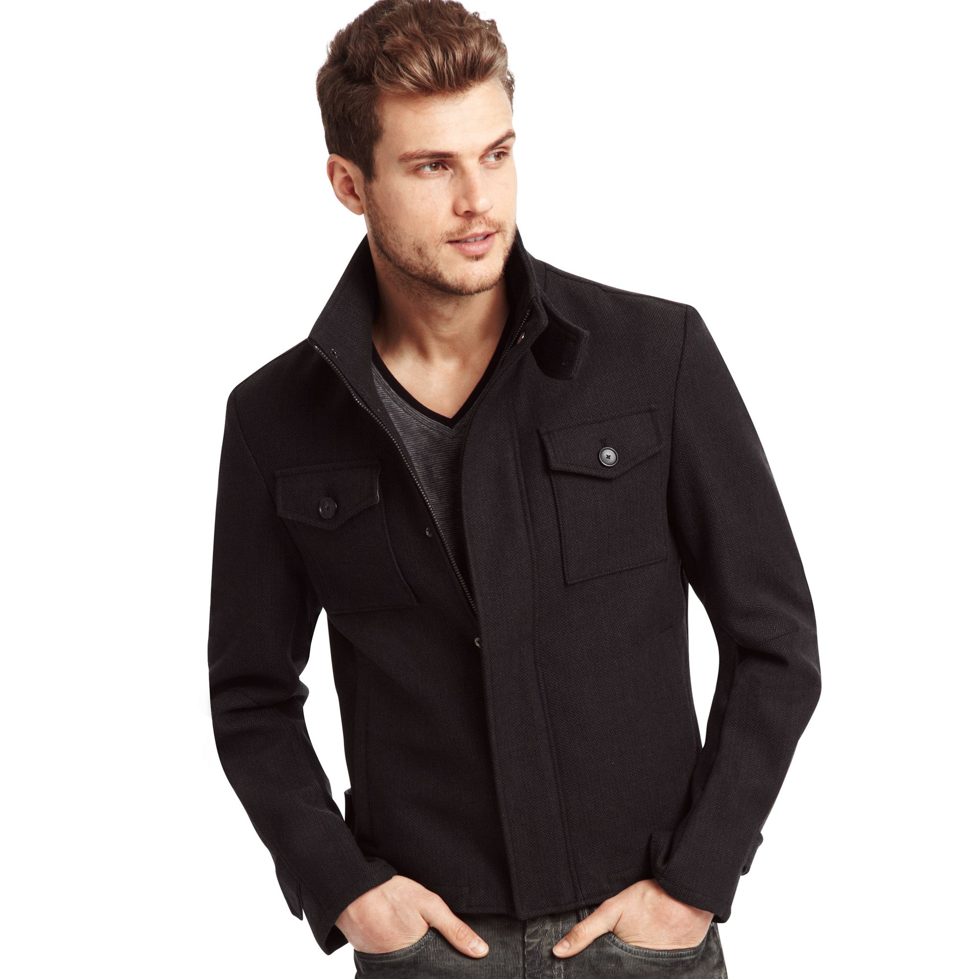 Lyst - Kenneth Cole Blouson Military Jacket in Black for Men