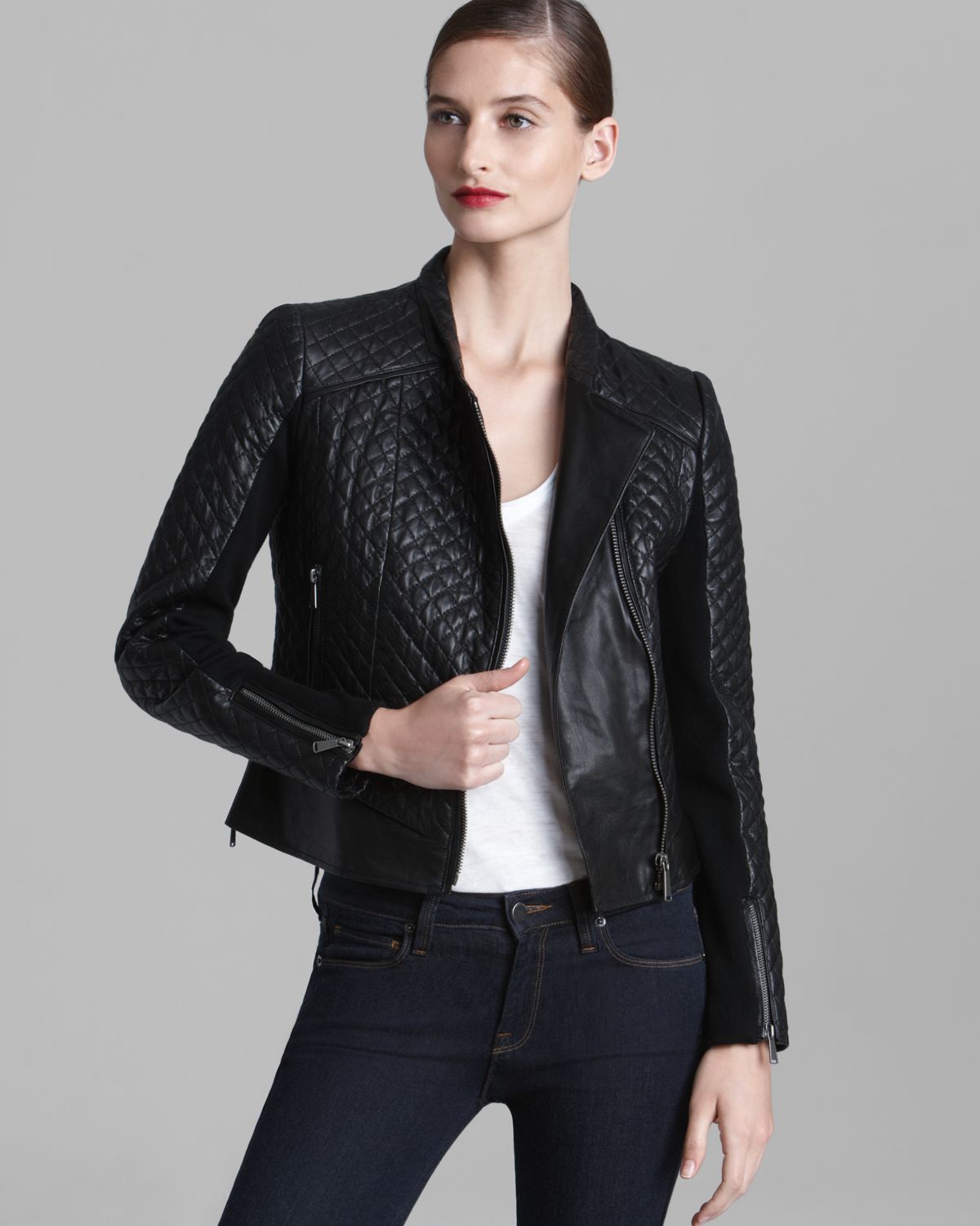Lyst - Kors By Michael Kors Leather Jacket - Quilted Moto Asymmetric