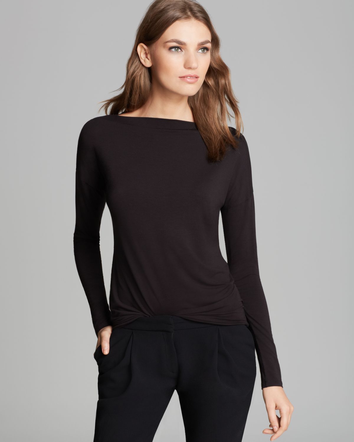 Vince Tee - Boat Neck in Black | Lyst