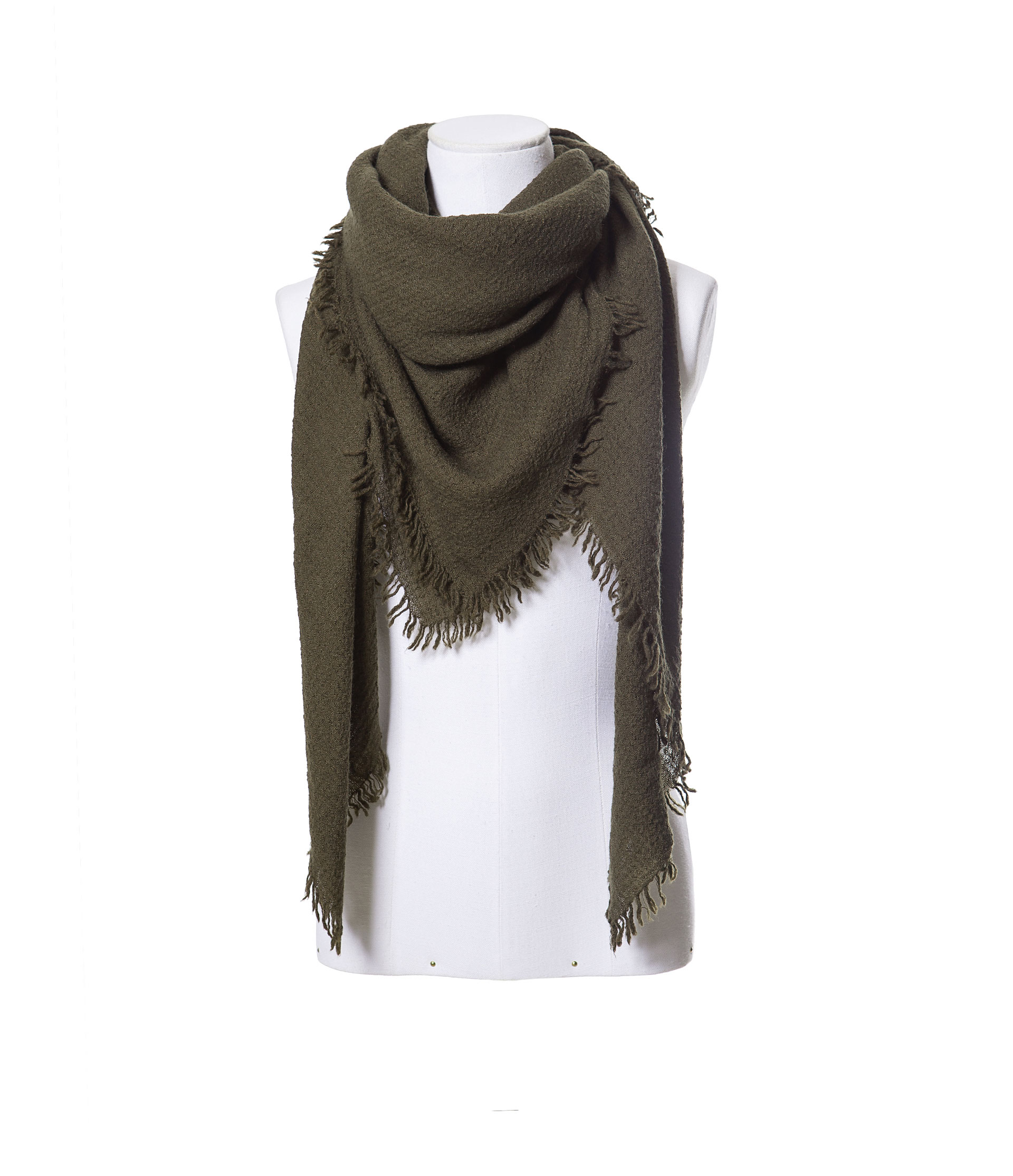 Zara Khaki Wool Scarf in Green Lyst