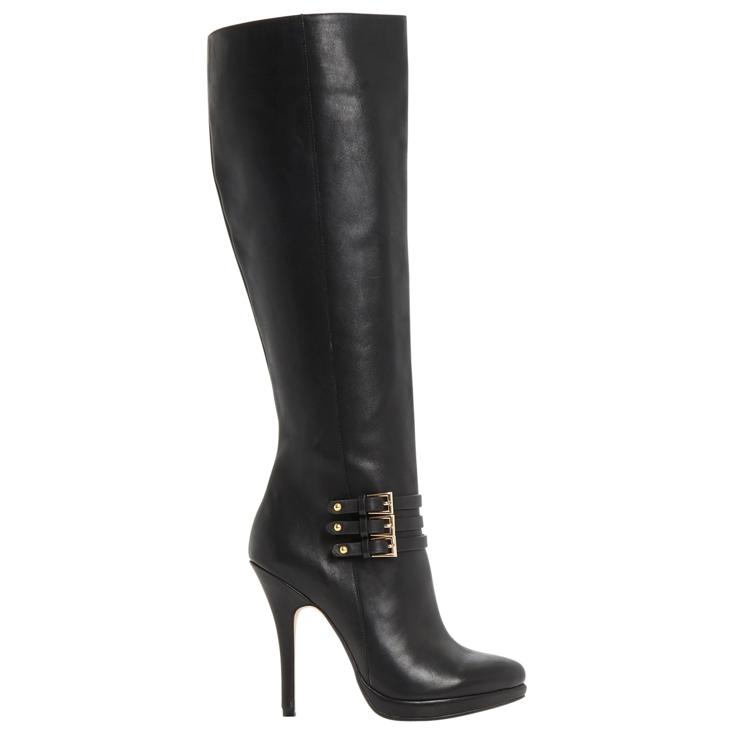 Dune Sorenity Stiletto Heel Buckle Knee High Boots in Black | Lyst