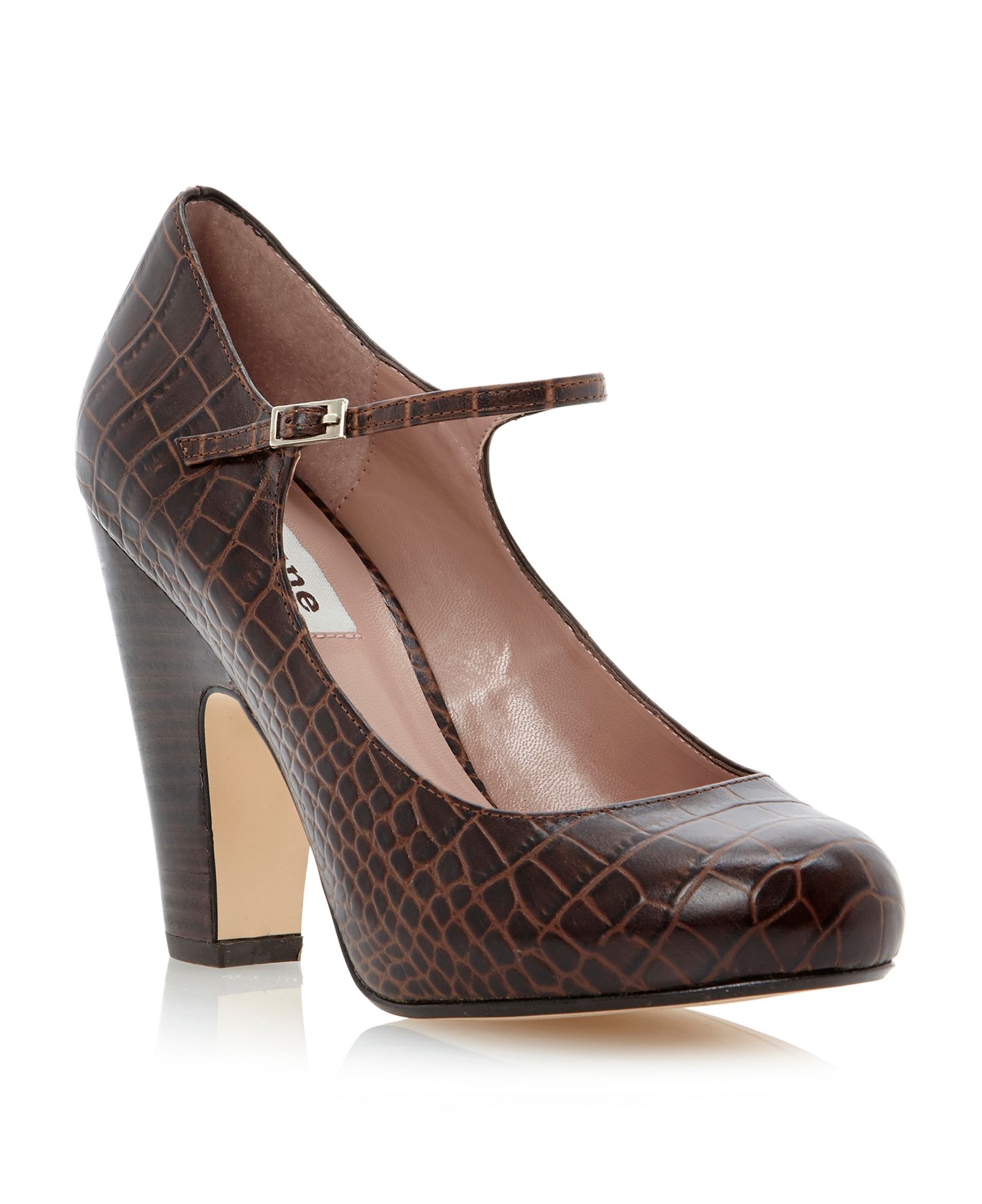 Dune Alchemy Block Heel Mary Jane Court Shoes in Brown (Tan) | Lyst