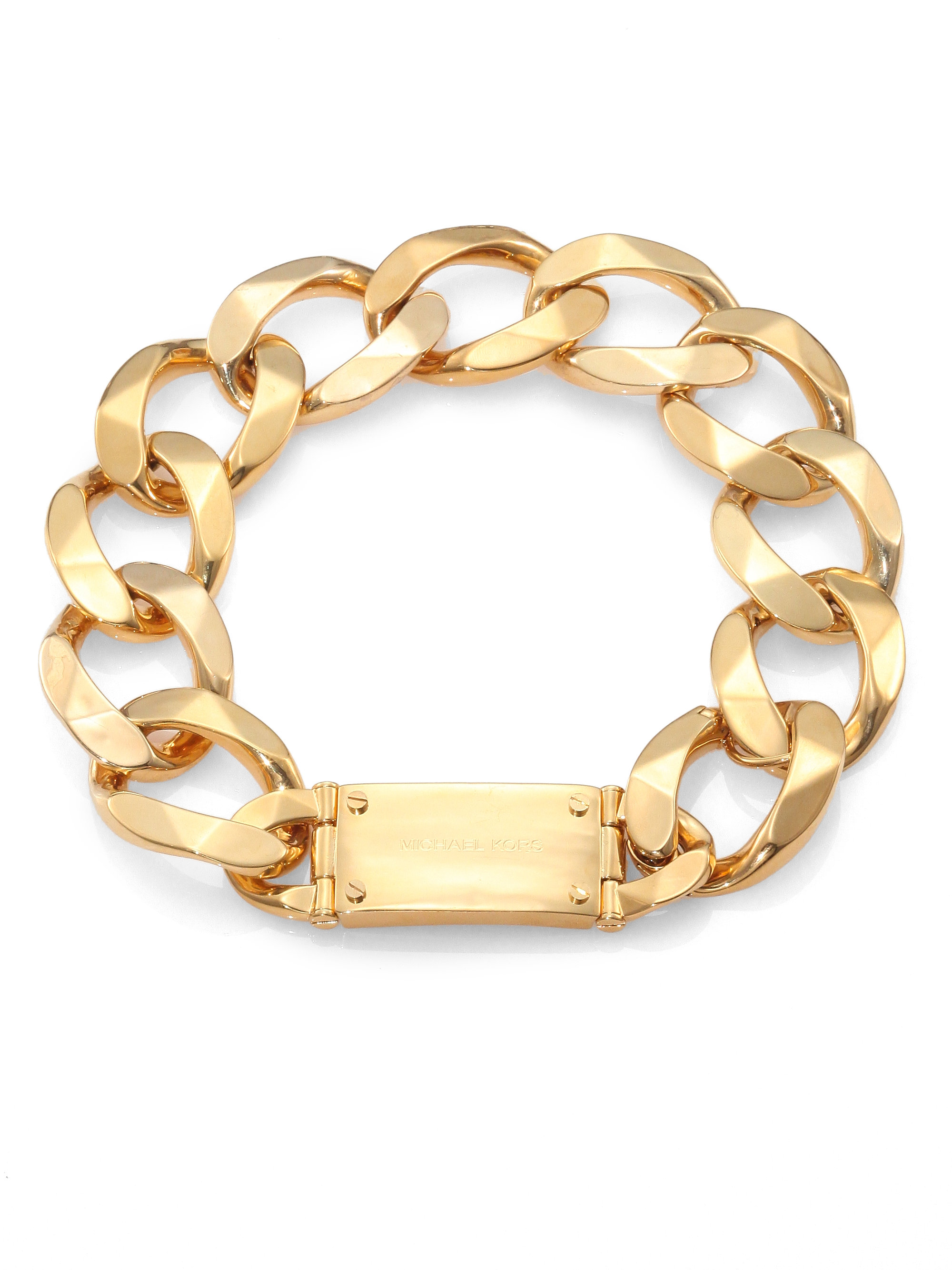 Michael Kors Oversized Curb Chain Logo Necklace in Gold | Lyst