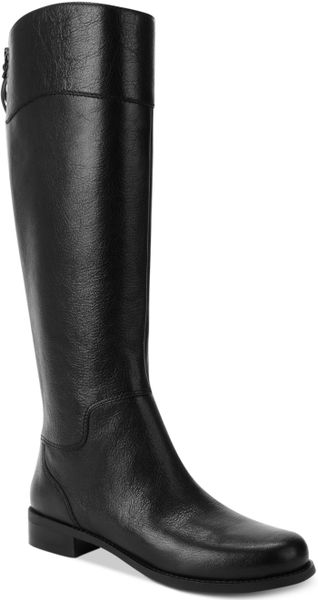 Nine West Counter Zipback Widecalf Riding Boots in Black | Lyst