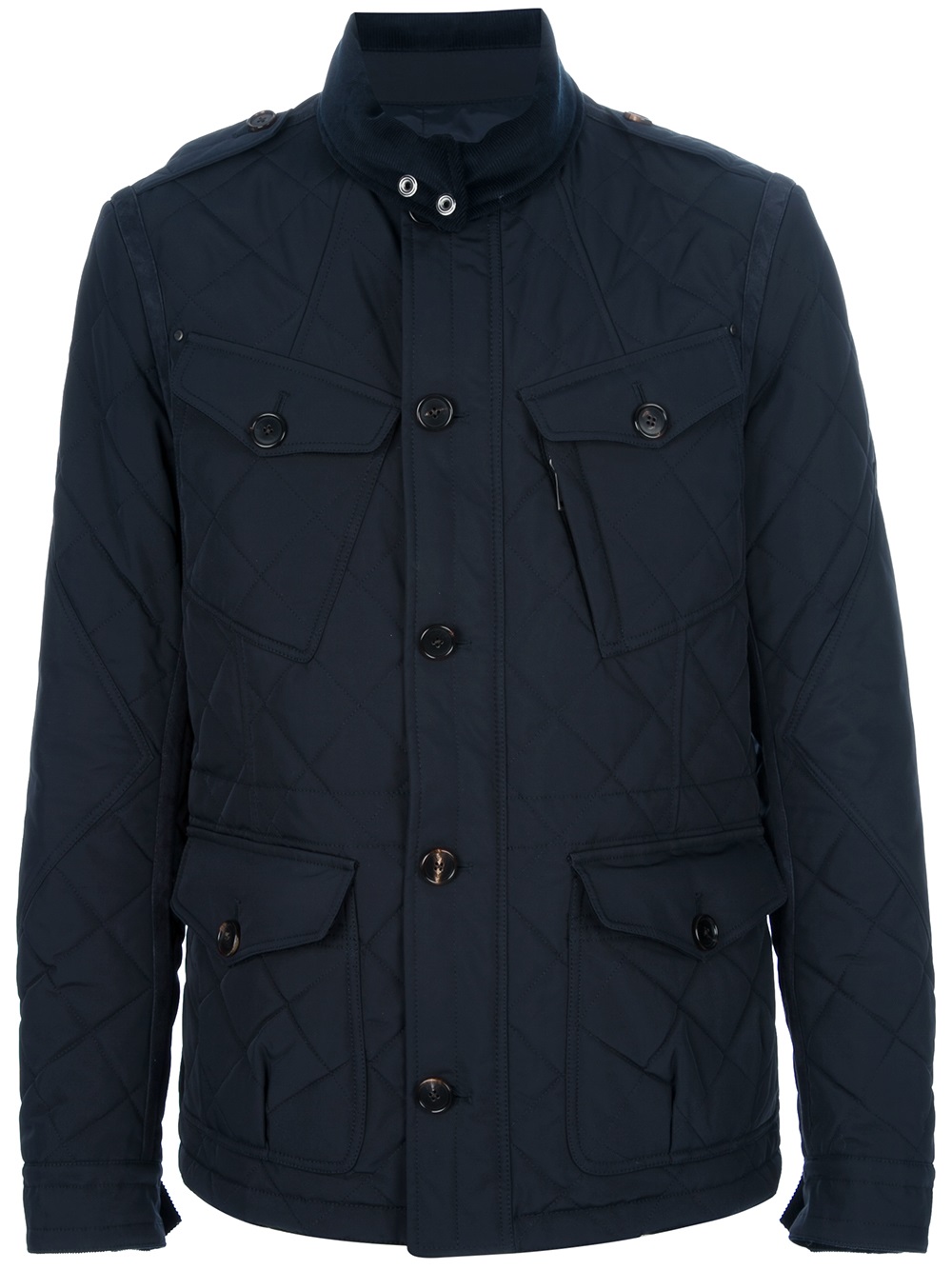 Lyst - Ralph lauren black label Quilted Button Down Jacket in Blue for Men