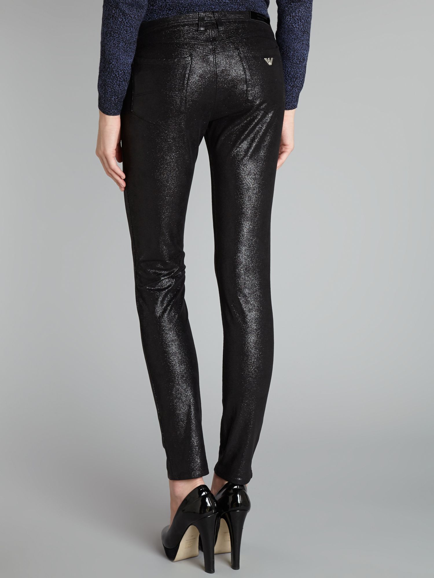 Armani jeans J28 Midrise Super Skinny Coated Jeans in Black | Lyst
