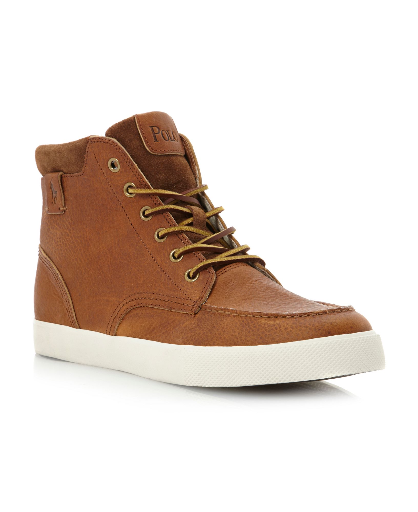 Polo ralph lauren Teddvulcanised Grain Leather Shoe in Brown for Men | Lyst