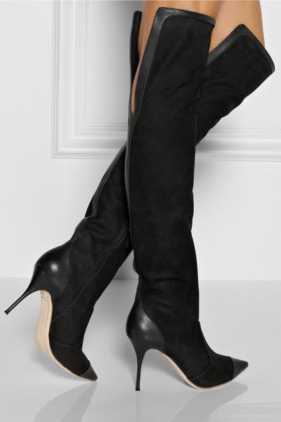 Sophia Webster Hallie Nubuck Overtheknee Boots in Black | Lyst