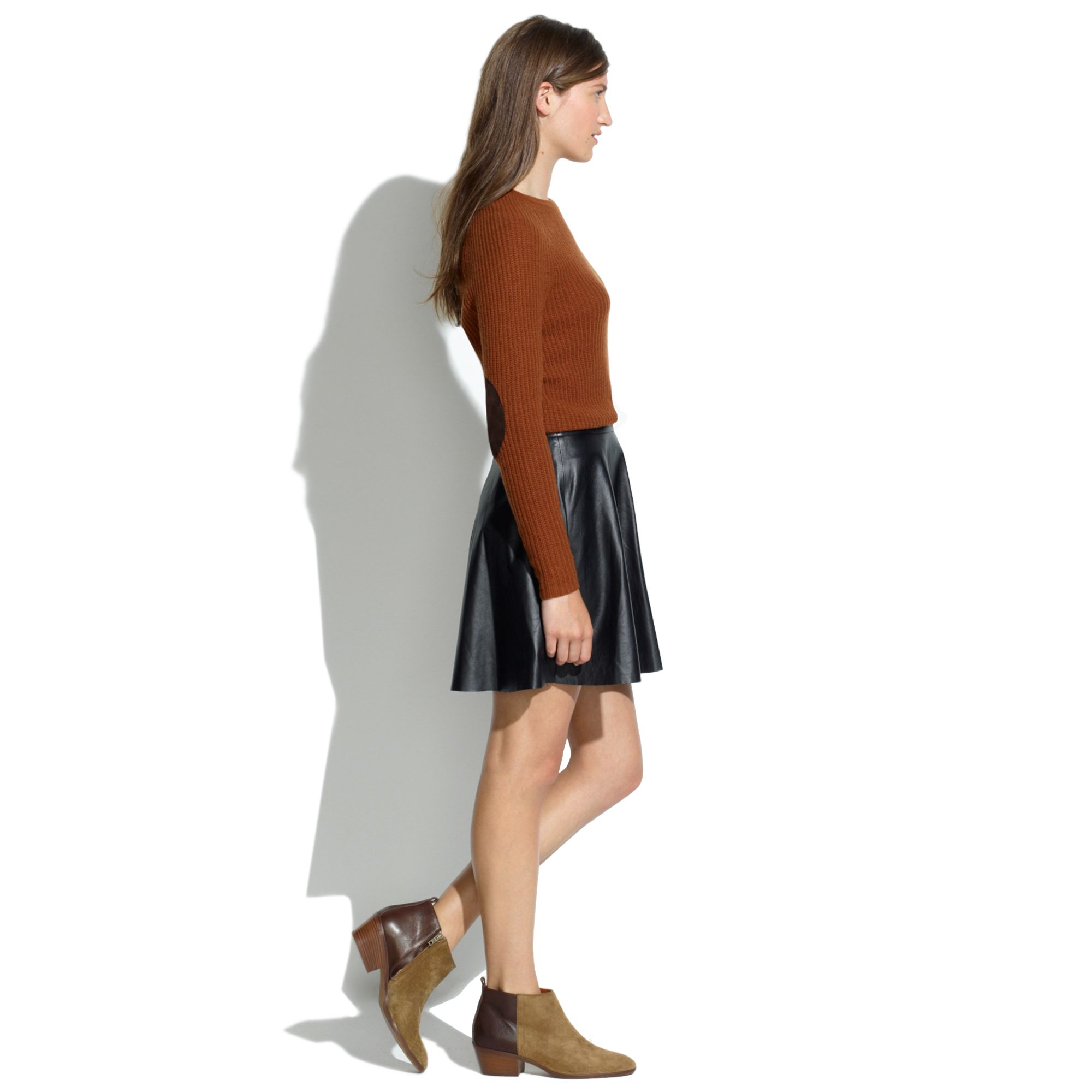 Lyst Madewell Leather Skater Skirt in Black