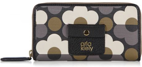 Orla Kiely Floral Print Leather Wallet in Multicolor (grey) | Lyst