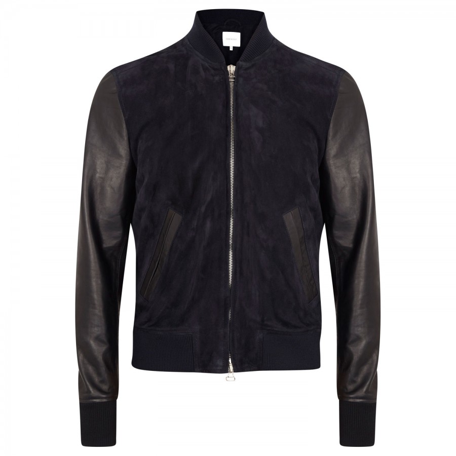 Pierre Balmain Suede and Leather Jacket in Blue for Men (navy) | Lyst