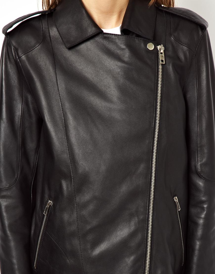 Lyst Asos Premium Longline Boyfriend Leather Jacket in Black