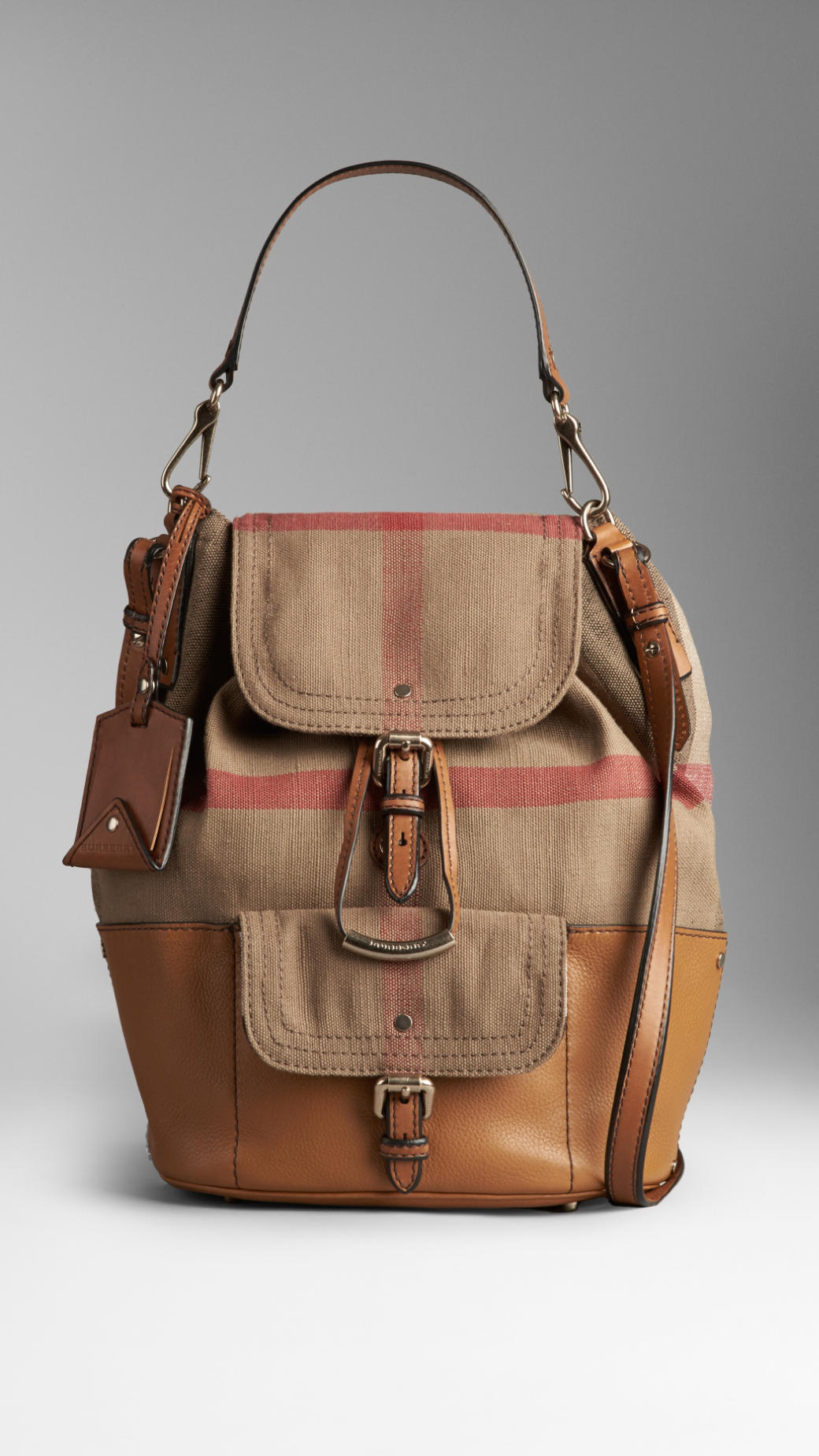 Burberry Canvas Check Hobo Bag in Brown - Lyst