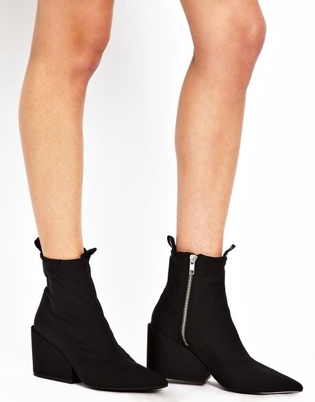 Cheap Monday Cube Black Heeled Ankle Boots in Black | Lyst