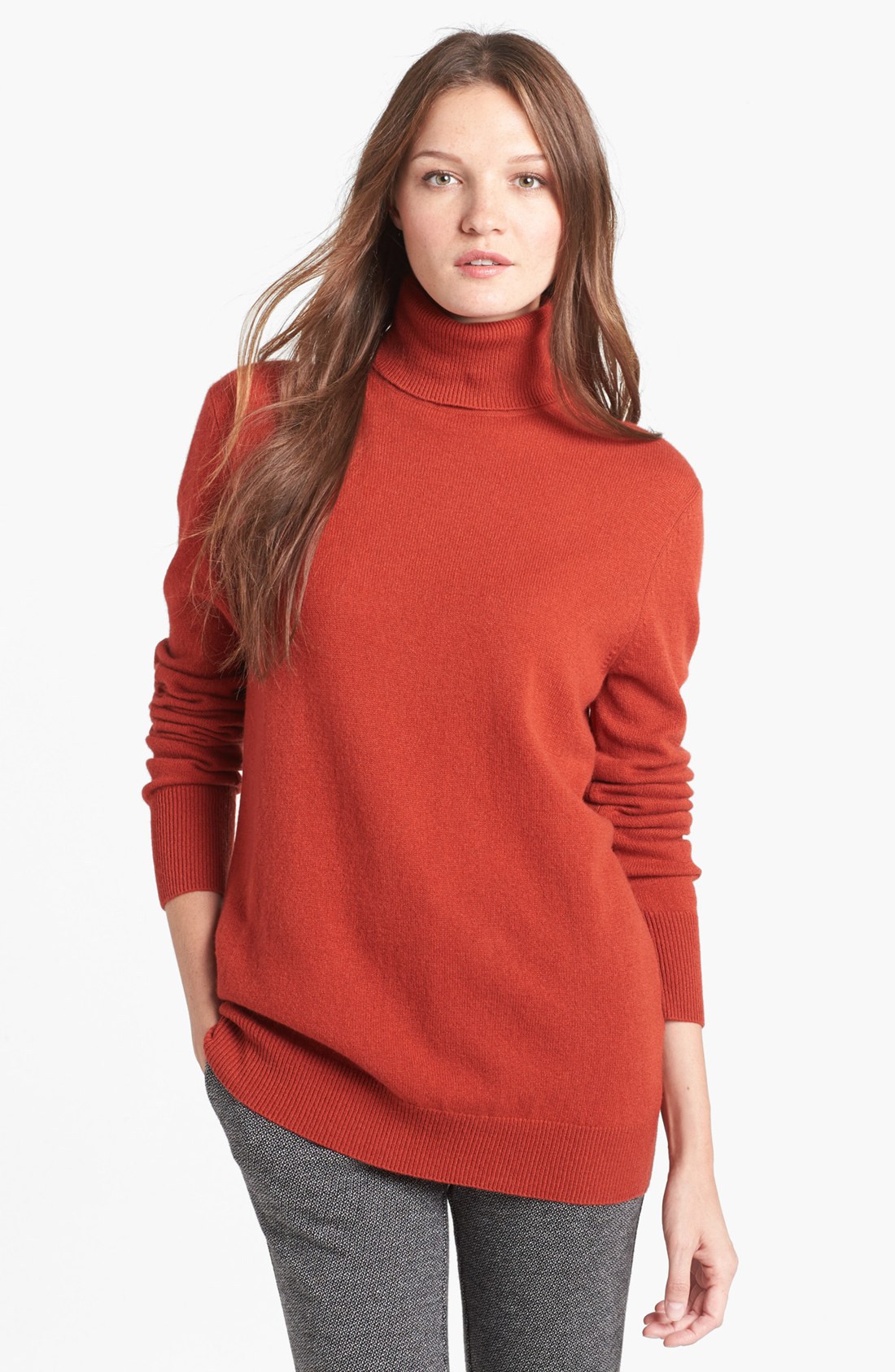 Equipment Oscar Cashmere Turtleneck in Red (Rust) | Lyst