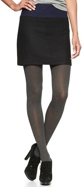 Gap Twotone Wool Mini Skirt in Black (true black) | Lyst