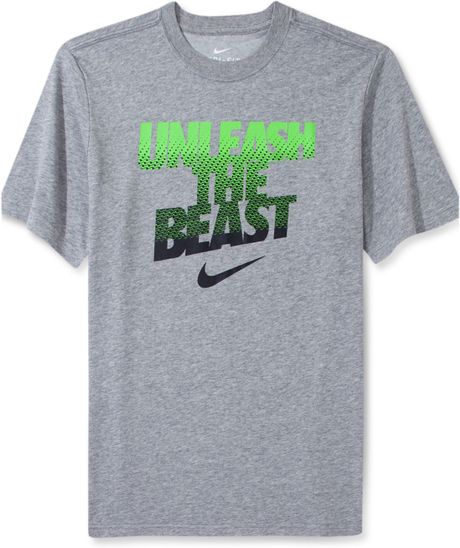Nike Unleash The Beast Drifit Tshirt in Gray for Men (Dark Grey Heather ...