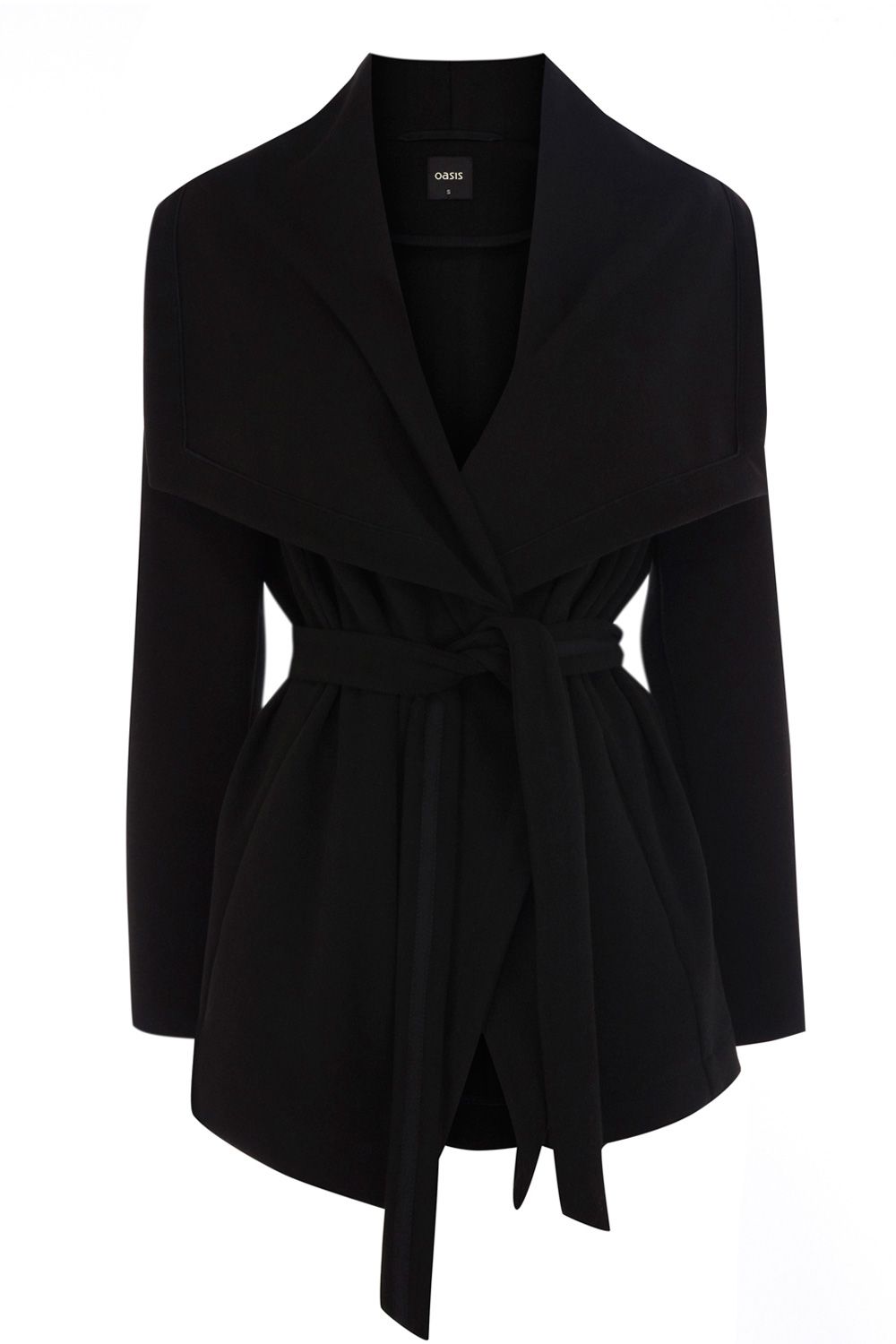 Oasis Short Drape Coat in Black | Lyst