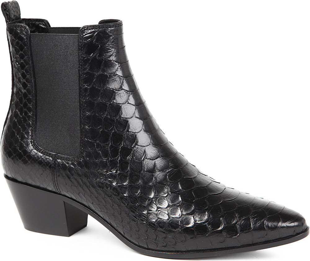 Saint Laurent Rock 40 Python Chelsea Boots in Black | Lyst