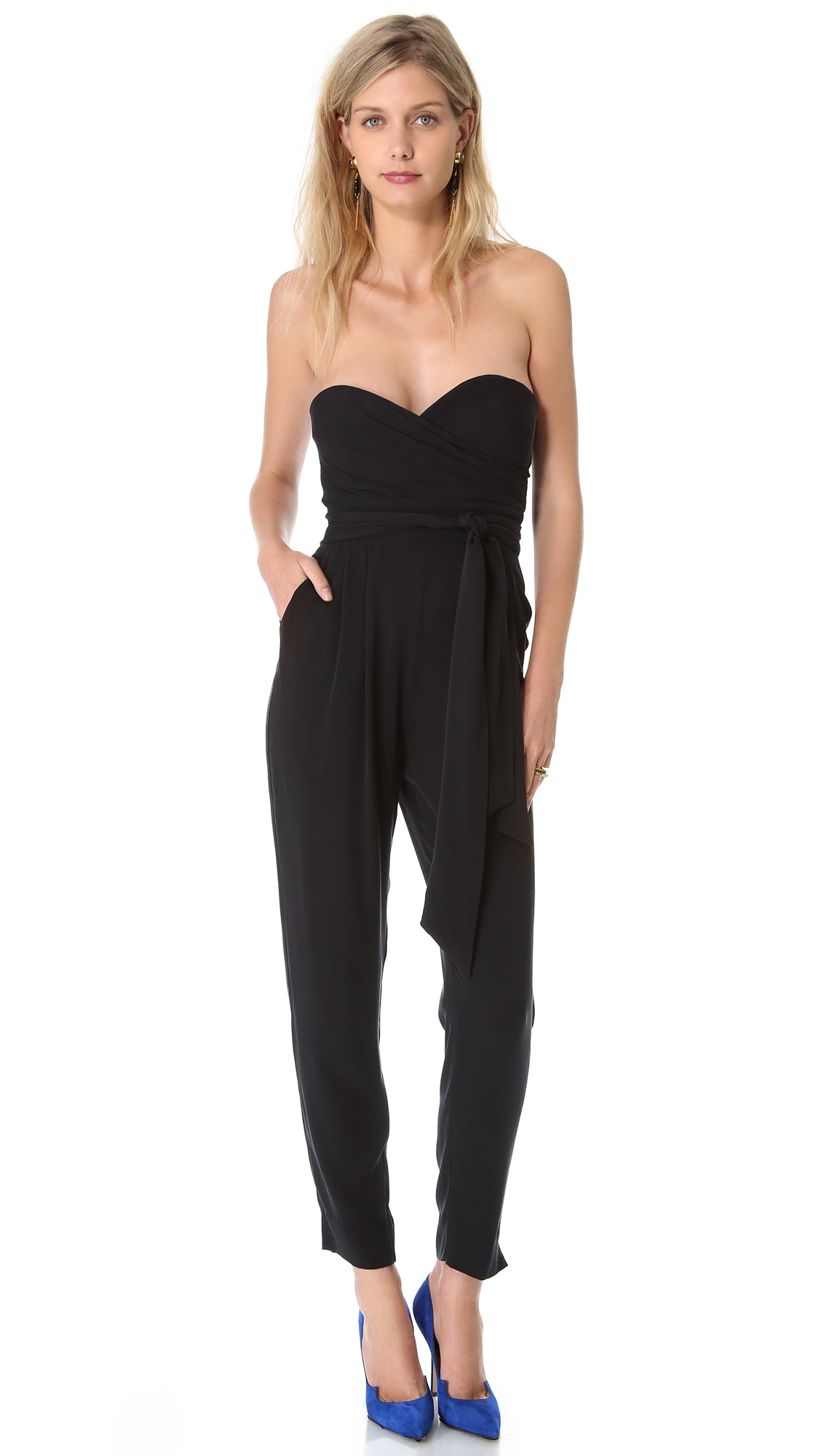 Lyst - Catherine malandrino Strapless Jumpsuit in Black