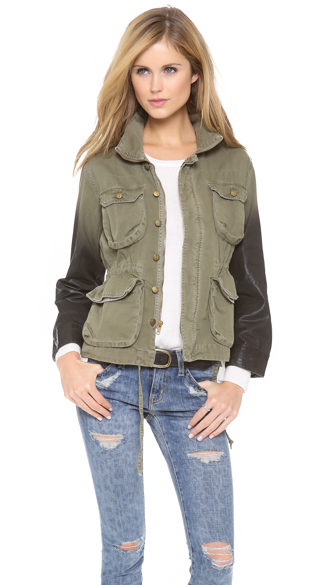 Lyst - Current/Elliott The Lone Soldier Jacket with Coated Sleeves in Green
