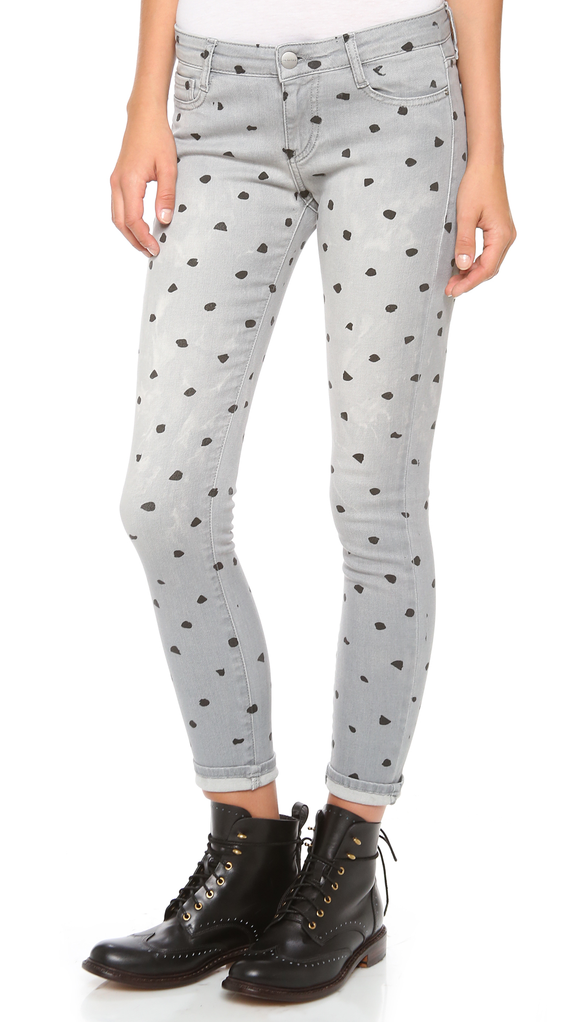 Each x other Naco Polka Dot Skinny Jeans in Gray | Lyst