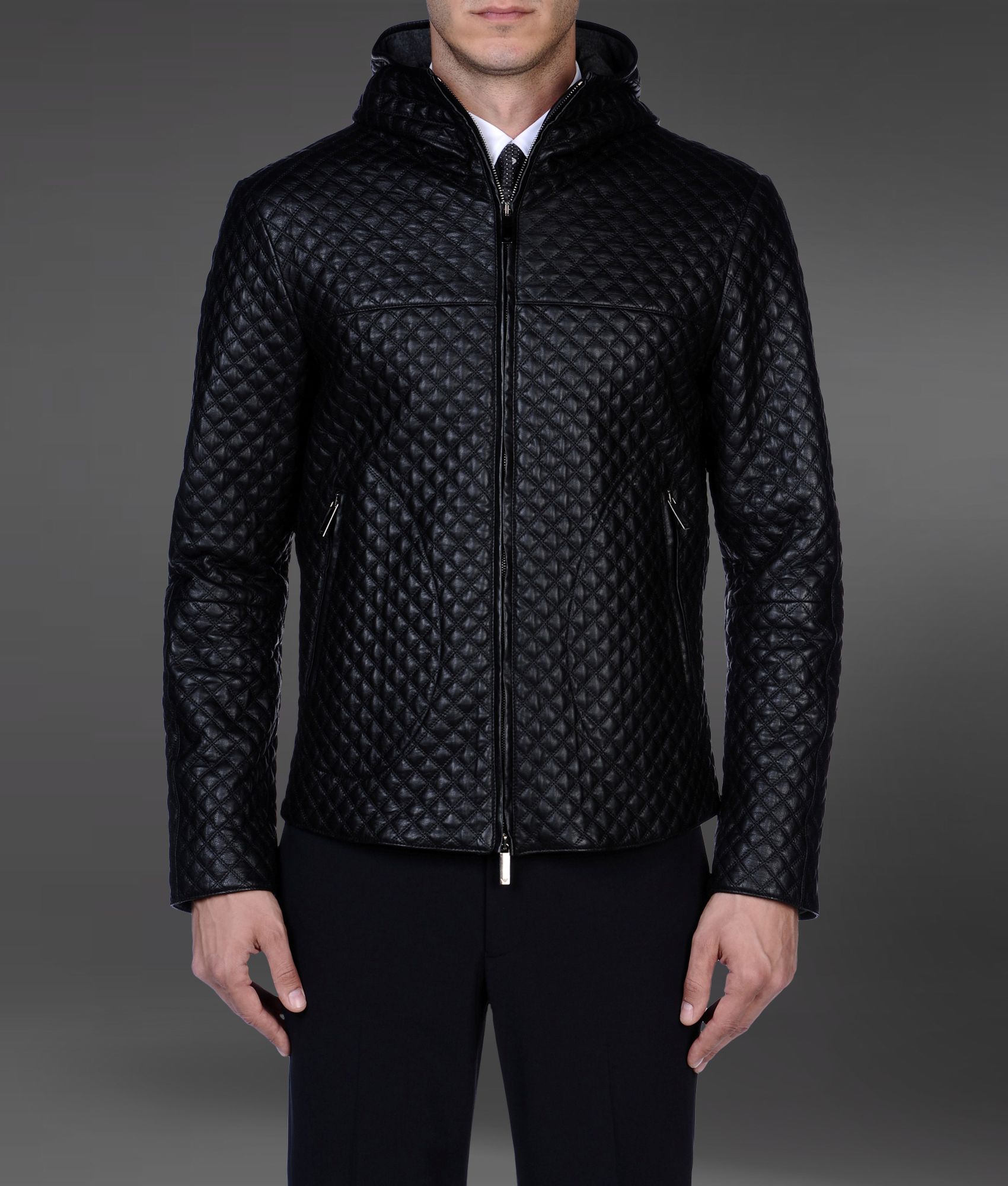 Lyst - Emporio Armani Leather Jacket in Black for Men