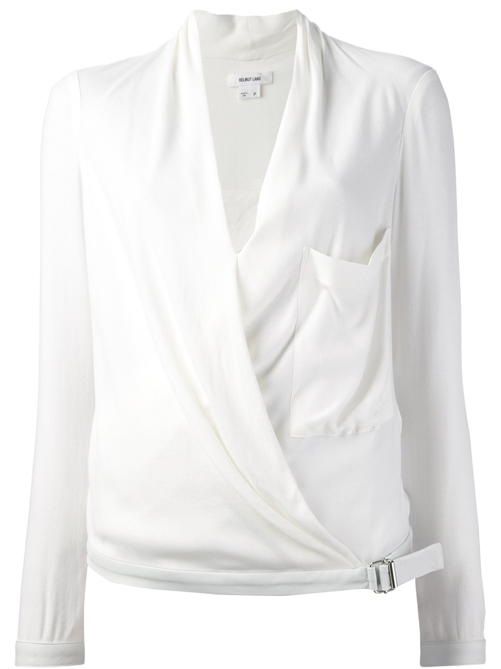 Lyst - Helmut Lang Wrap Over Blouse in White