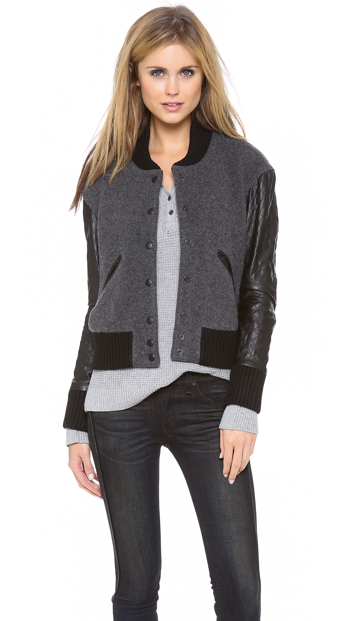 Lyst Smythe Varsity Bomber Jacket in Gray