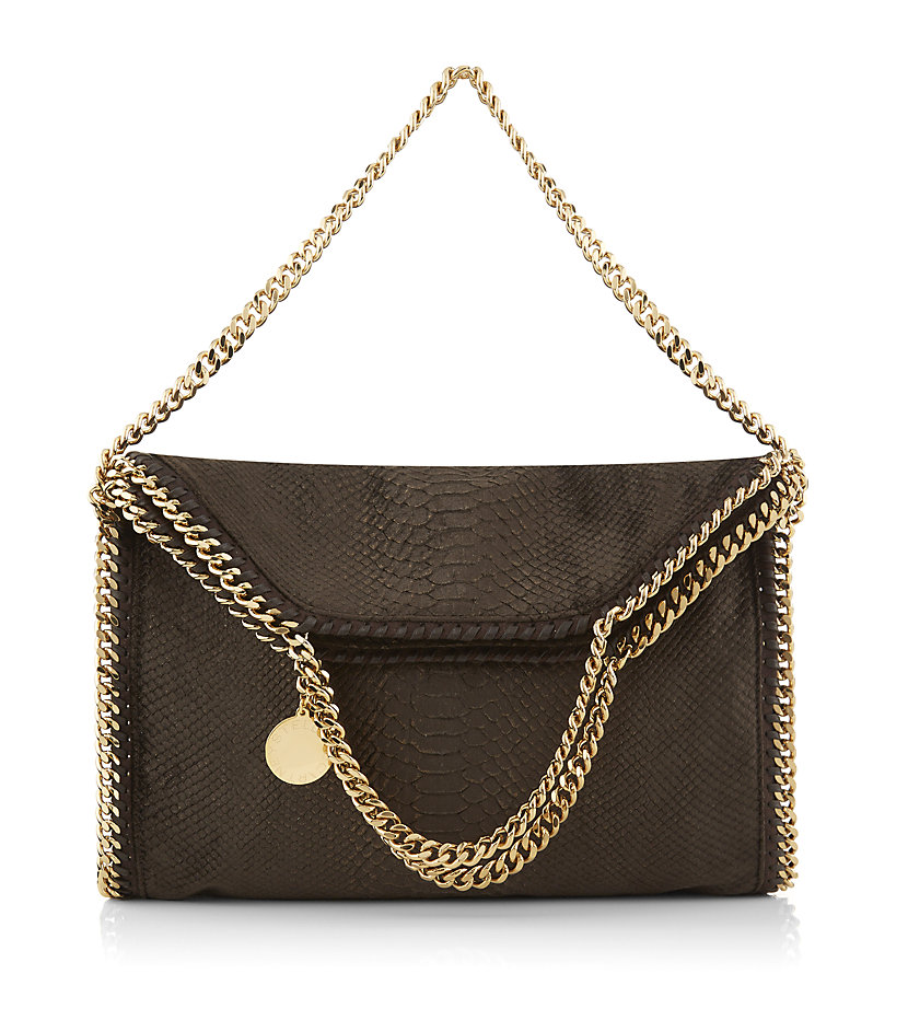 Stella Mccartney Velvet Python Falabella Triple Handle Bag in Brown ...
