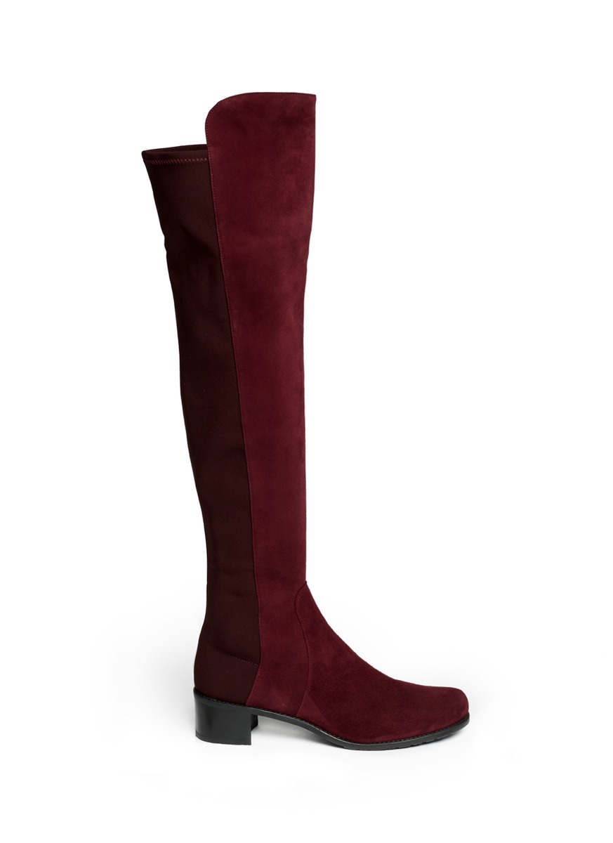 Stuart Weitzman Reserve Elasticback Suede Boots in Brown (Red) | Lyst