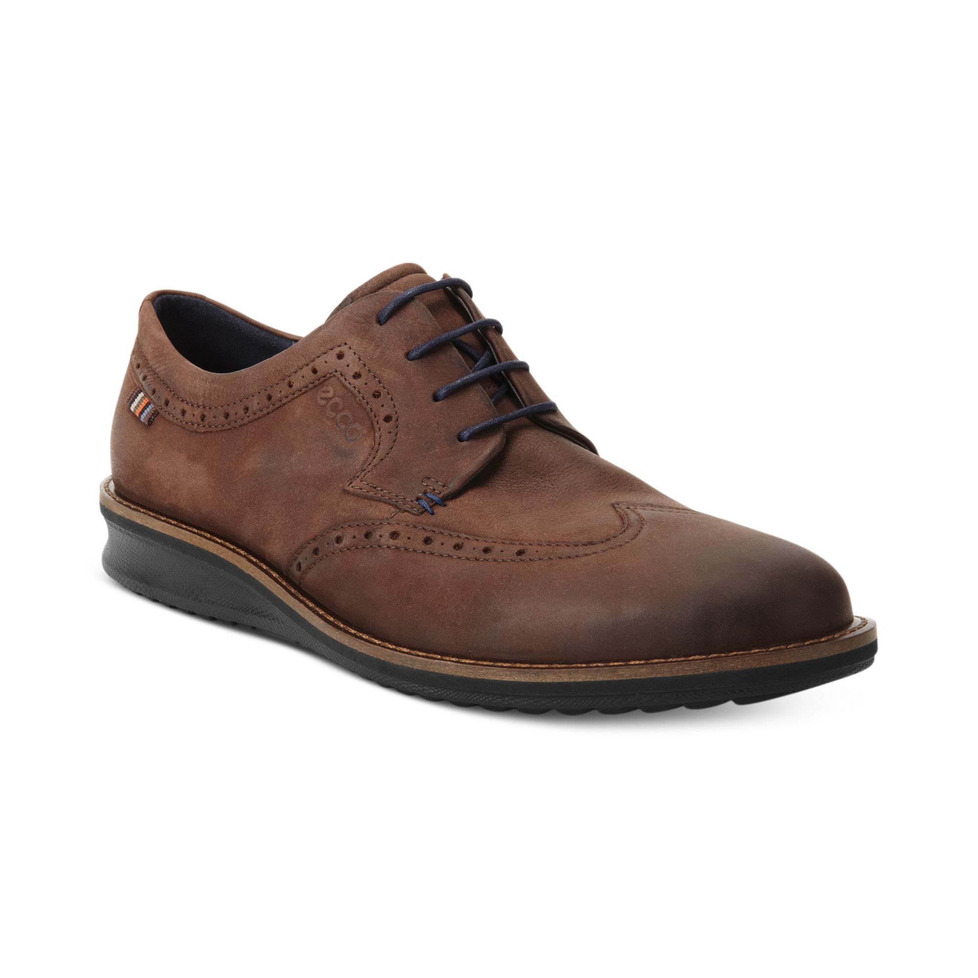Ecco Contoured Wingtip Shoes in Brown for Men (Coffee) | Lyst