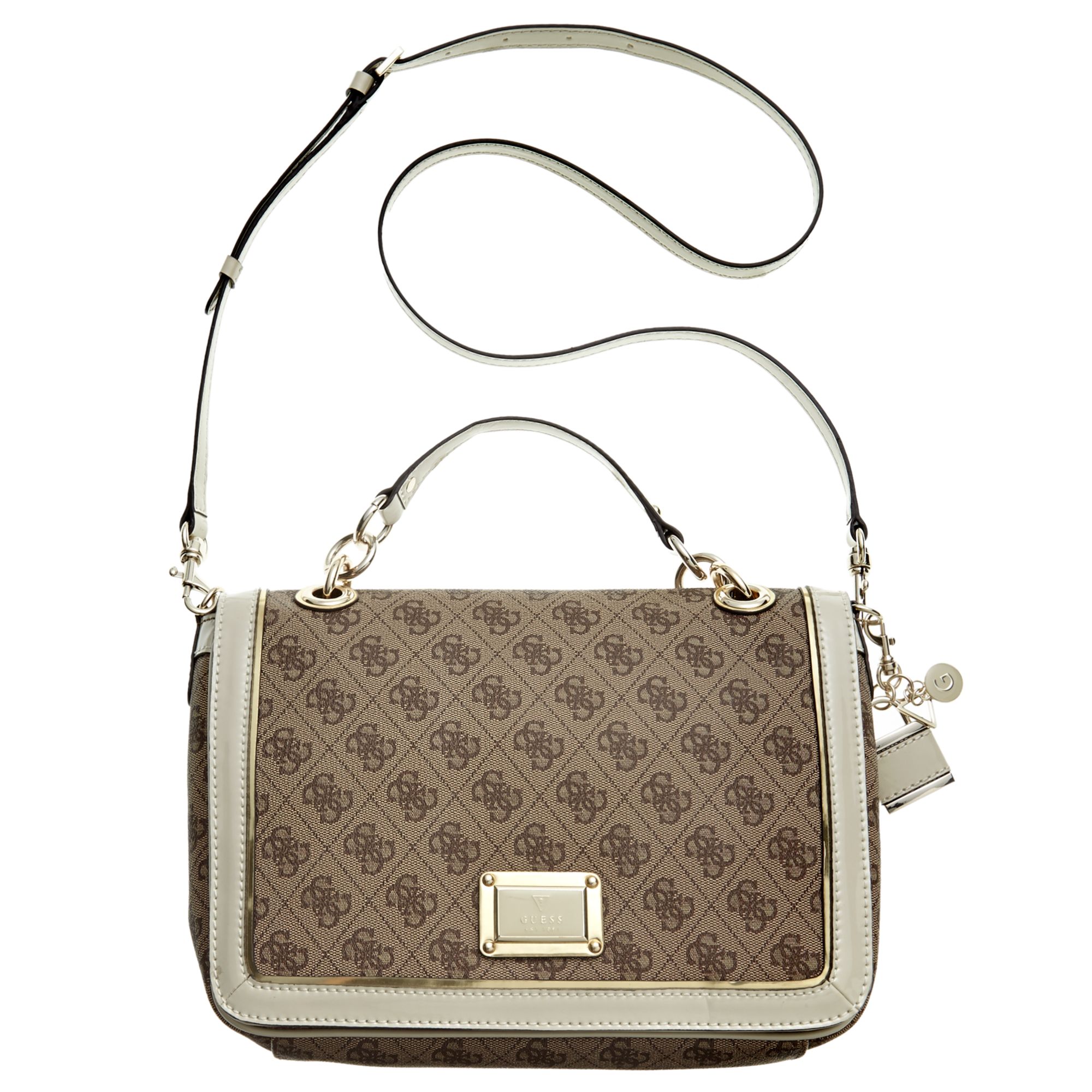 Lyst Guess Handbag Reama Top Handle Flap Shoulder Bag In White Gallery