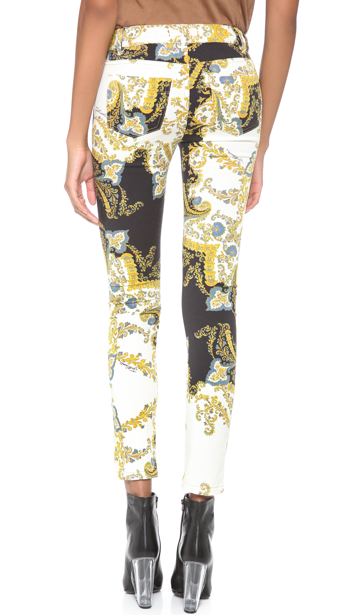 Lyst - Just Cavalli Printed Skinny Jeans in Yellow