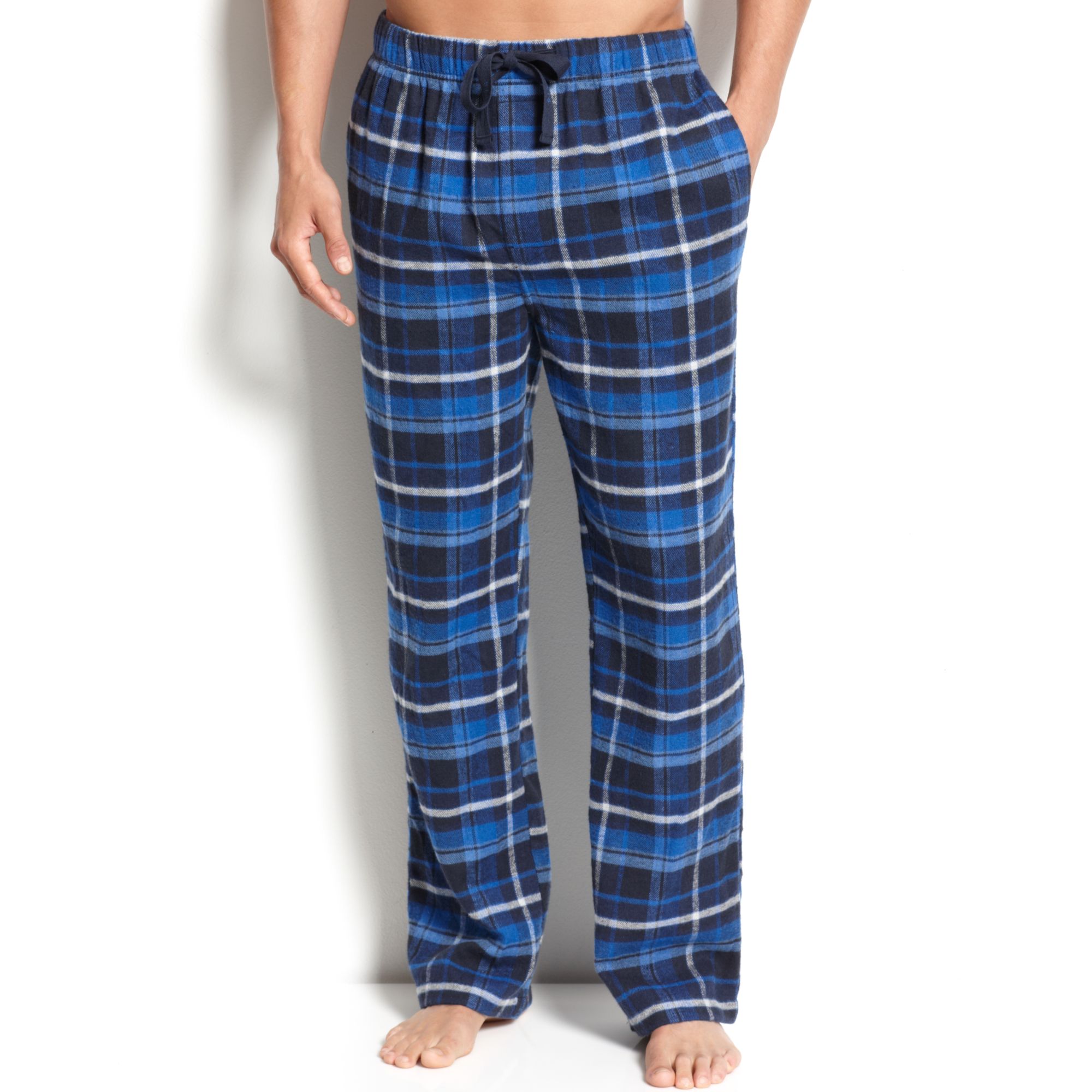 navy plaid trousers