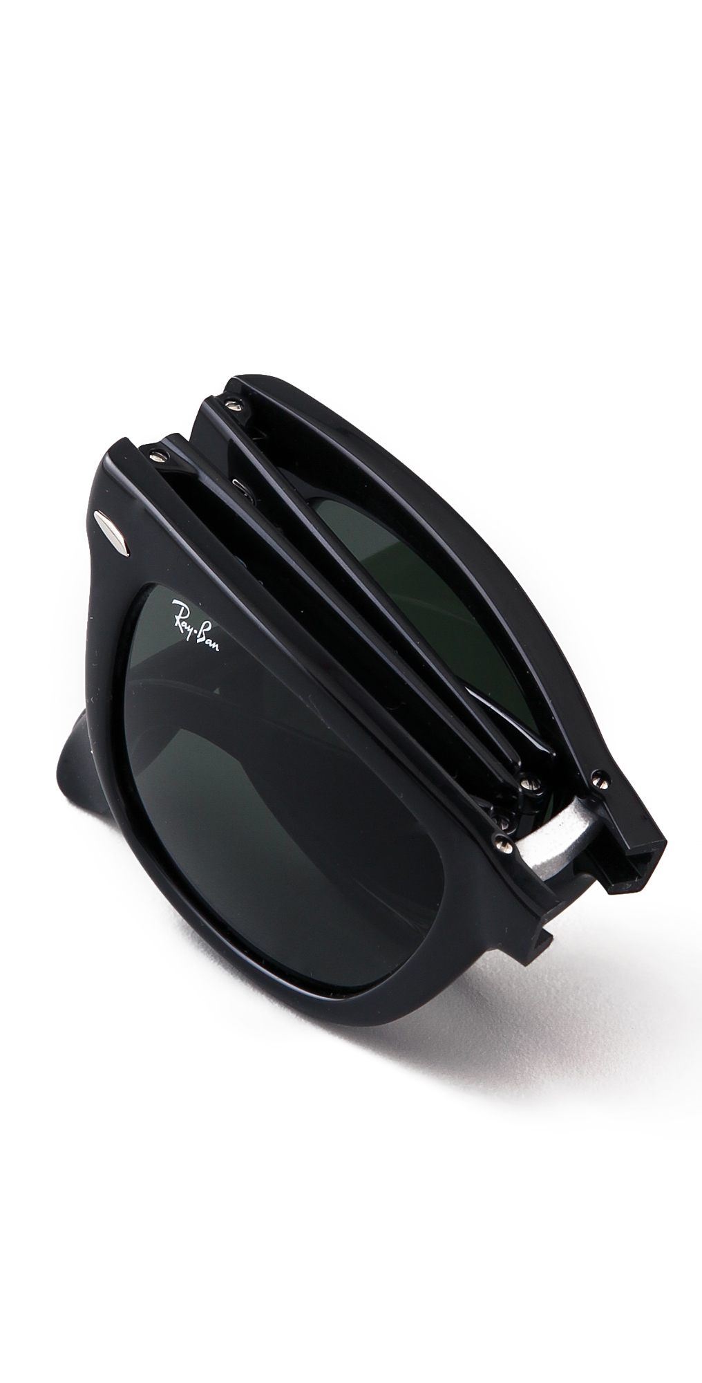 Ray Ban Folding Wayfarer Sunglasses In Black Black Green Lyst