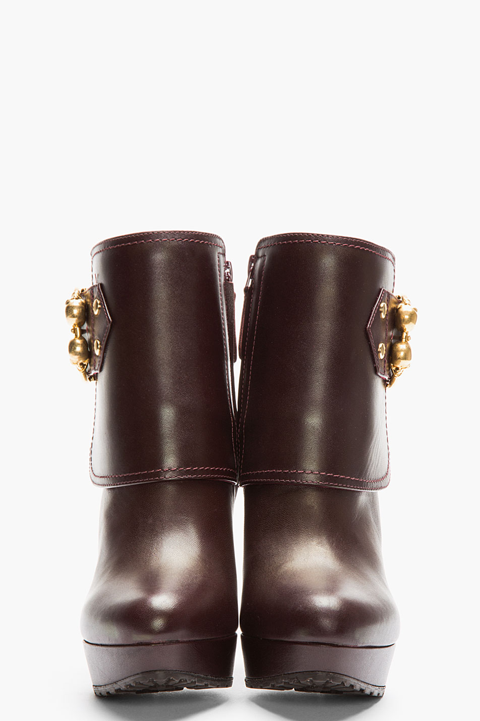 Lyst Alexander mcqueen Burgundy Leather Twin Skull Buckled Armadillo