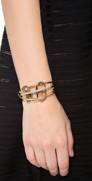 Alexis Bittar Five Ringed Cuff Bracelet in Gold (Smoky Quartz) | Lyst