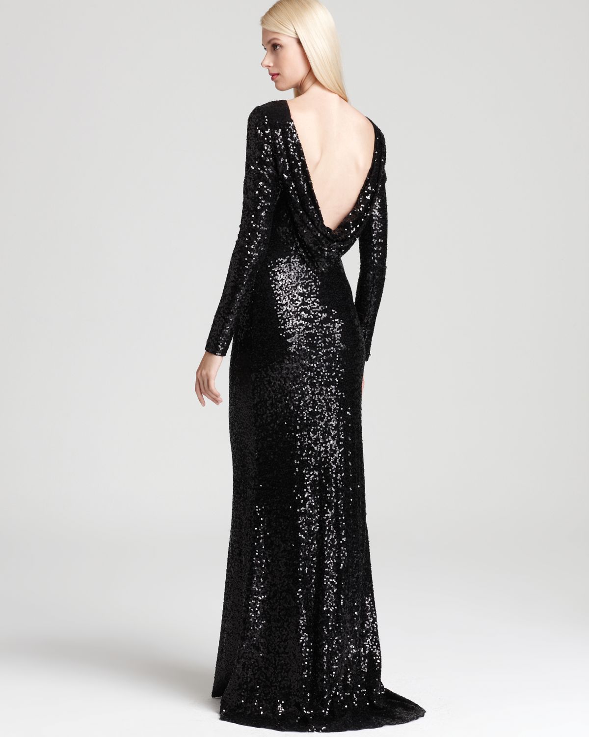 badgley mischka cowl back gown