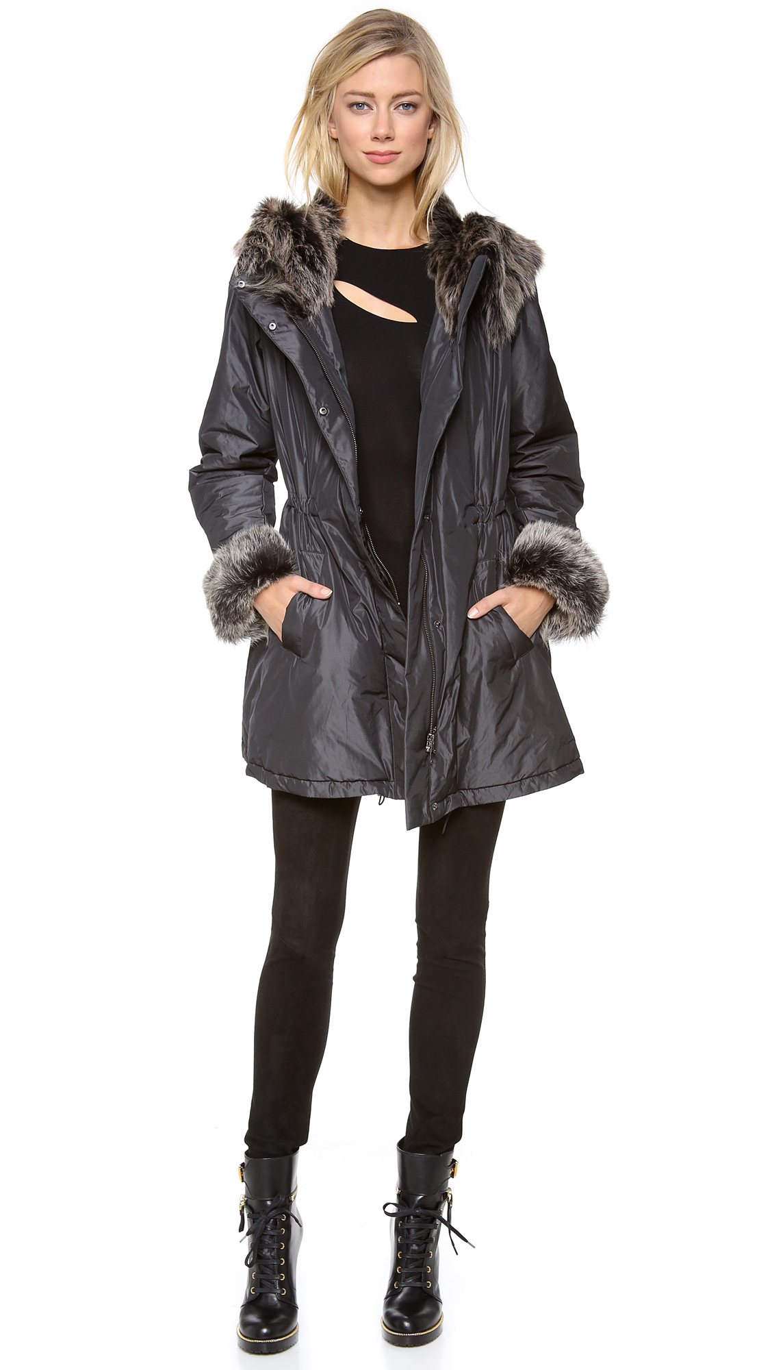 gray parka womens