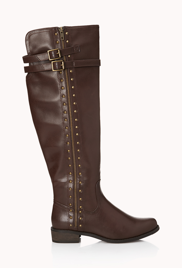 Brown studded boots