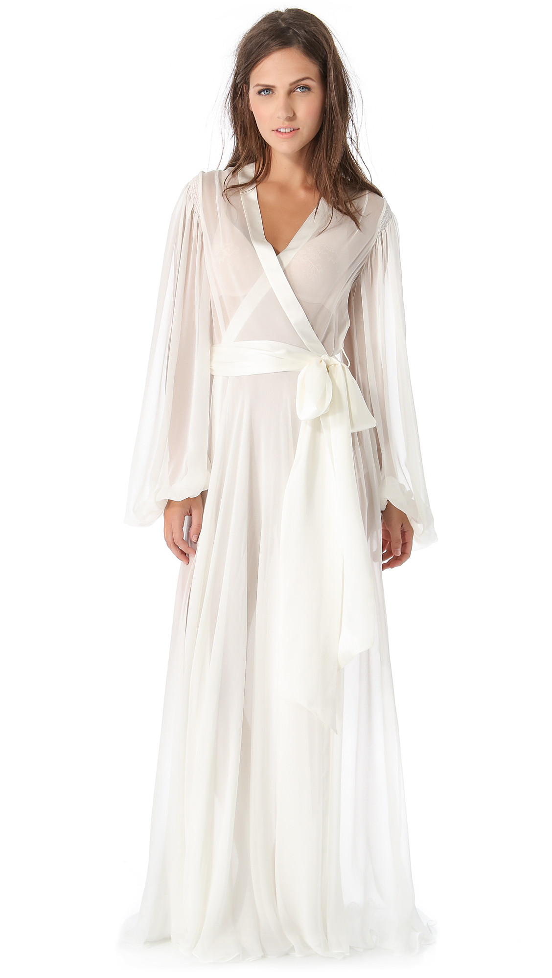 Jenny Packham Long Robe in White | Lyst