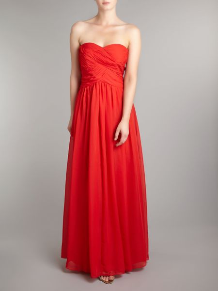 Js Collections Strapless Chiffon Dress in Red | Lyst