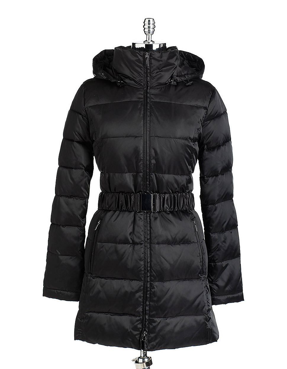 Laundry By Shelli Segal Hooded Puffer Coat in Black | Lyst