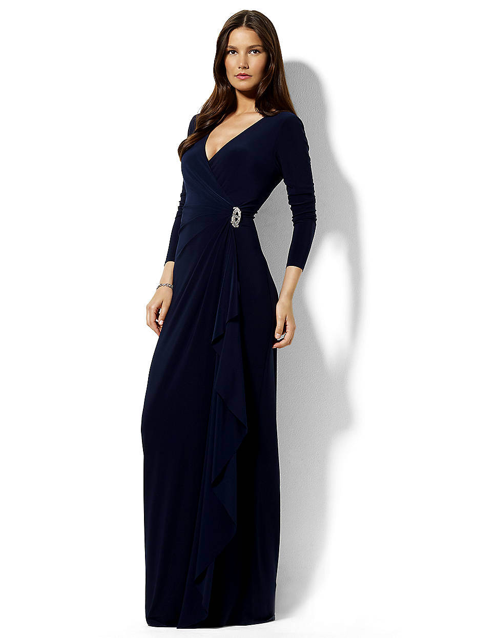 ralph lauren evening dresses navy blue