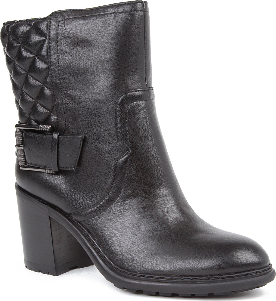 Nine West Layea Leather Ankle Boots in Black | Lyst