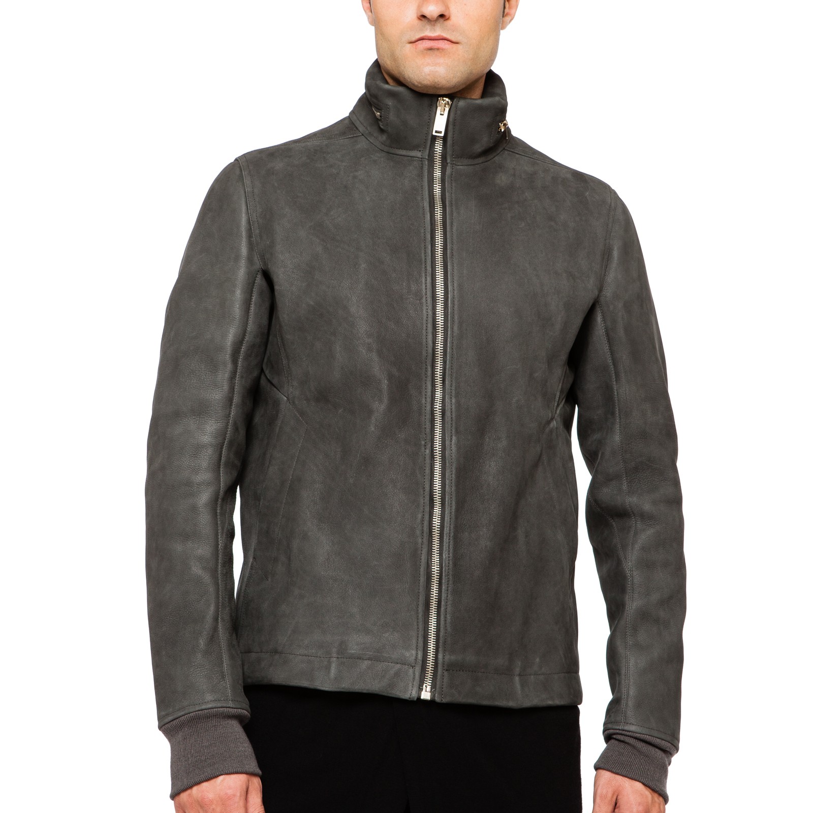 Rick Owens Sternberg Secret Hood Leather Jacket in Gray for Men (Grey ...