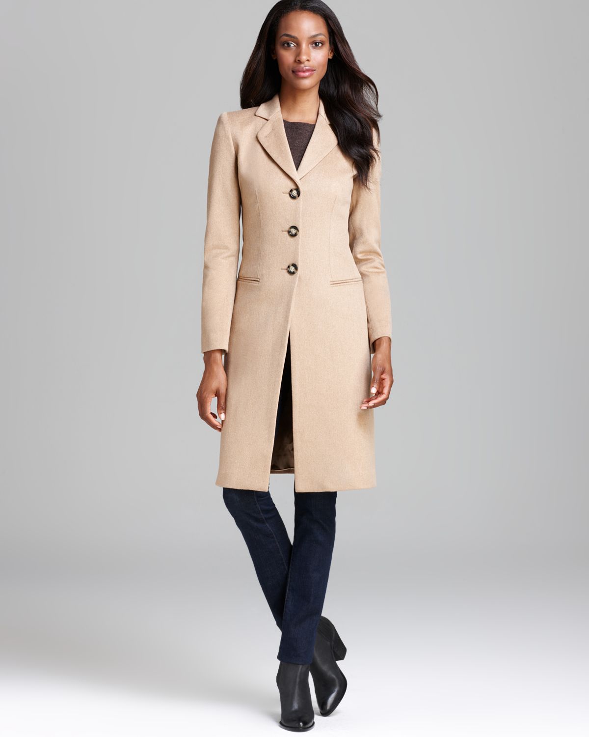 Lyst - Armani Coat Wool Notch Collar Long in Natural
