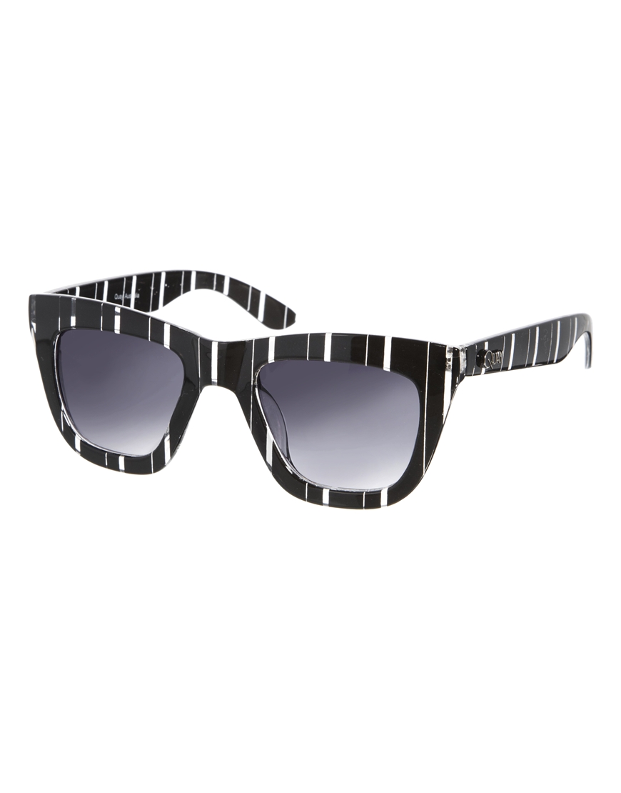 Lyst - Quay Thick Framed Black and White Striped Sunglasses in Black